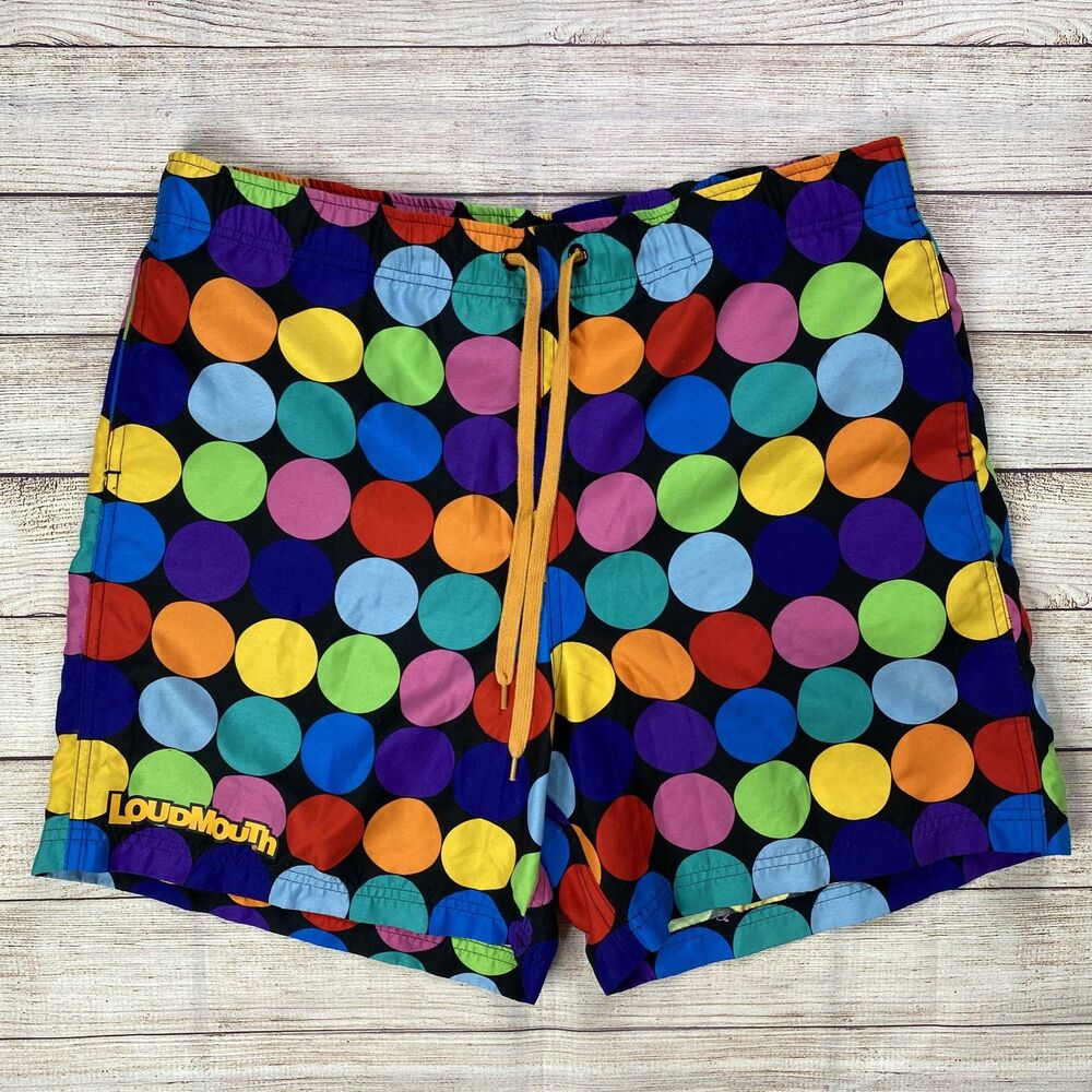 Loudmouth Swim Trunks Disco Balls Boardshort Men's Size Large
